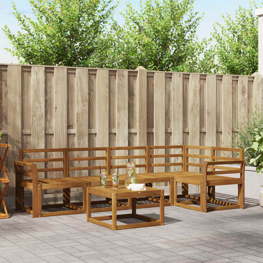 vidaXL Bankstel 6 pcs Naturel Massief Acaciahout vidaXL Bankstel 6 pcs Naturel Massief Acaciahout afbeelding 1