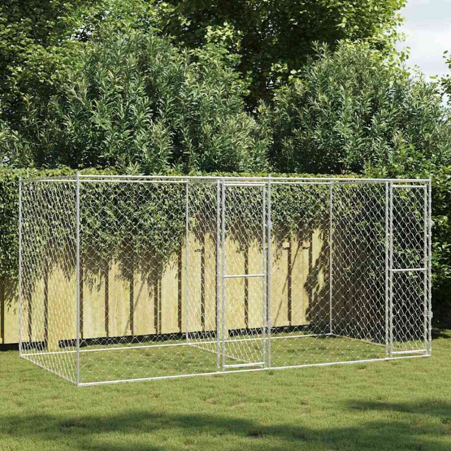 vidaXL Hondenbench Zilver 400 x 200 x 200 cm Gegalvaniseerd staal vidaXL Hondenbench Zilver 400 x 200 x 200 cm Gegalvaniseerd staal afbeelding 1