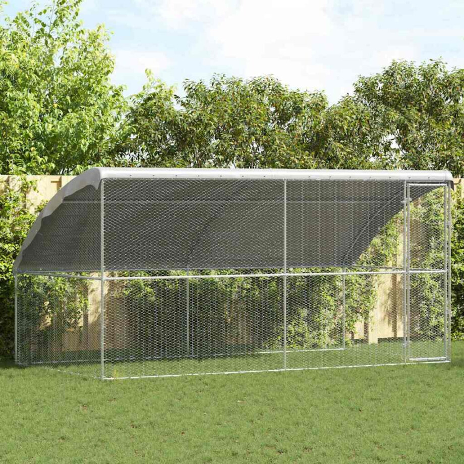 vidaXL Kippenhok 2 pcs Zilver 400 x 200 x 200 cm Gegalvaniseerd staal afbeelding 1