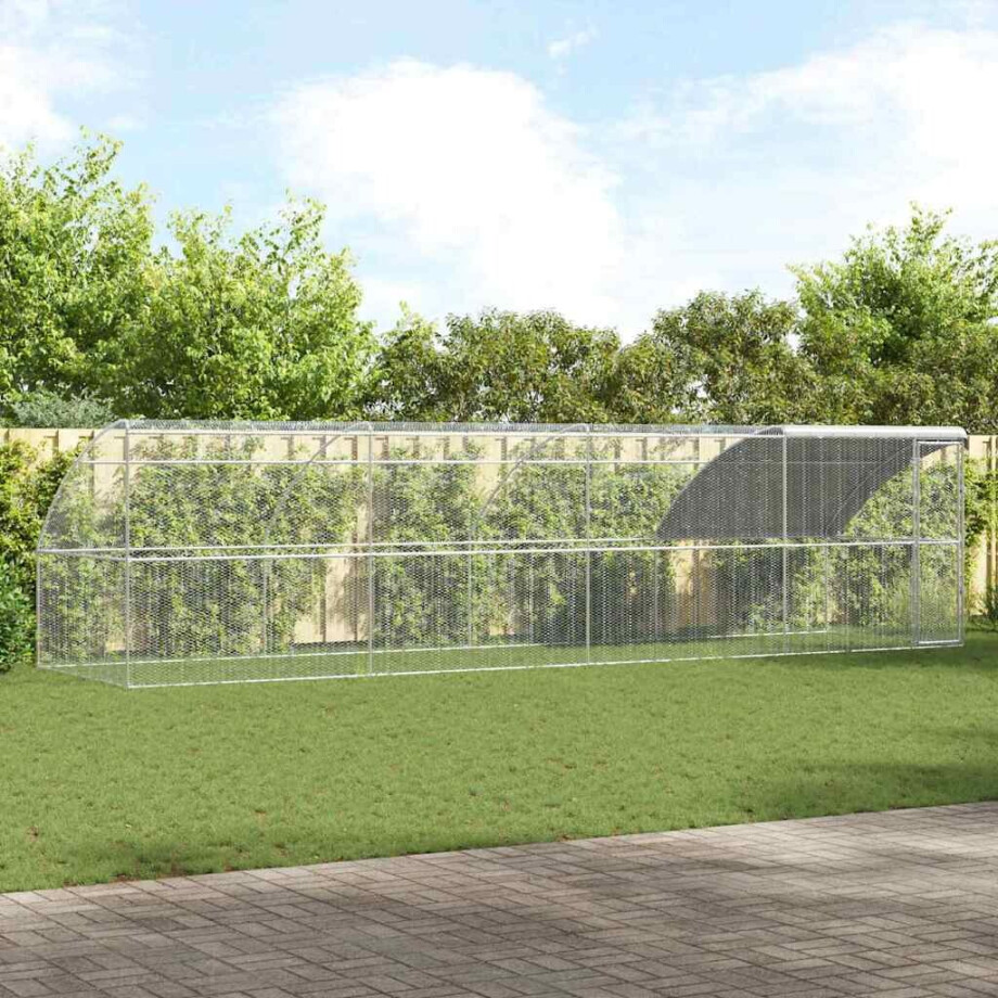 vidaXL Kippenhok 4 pcs Zilver 800 x 200 x 200 cm Staal en PE vidaXL Kippenhok 4 pcs Zilver 800 x 200 x 200 cm Staal en PE afbeelding 1