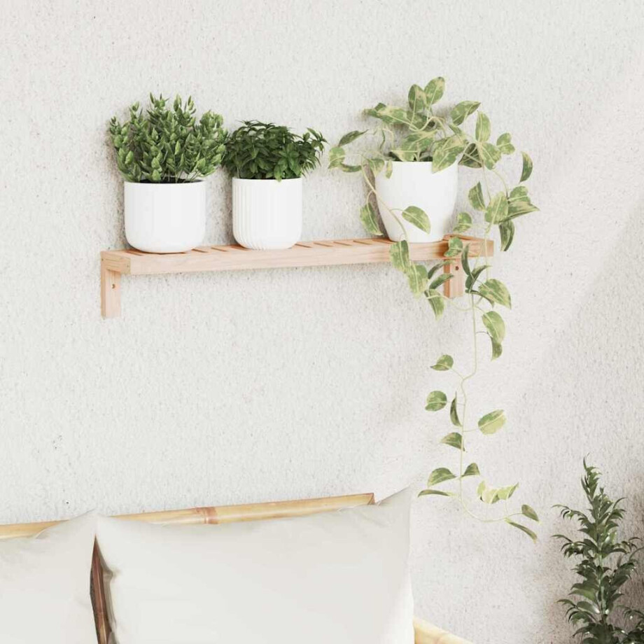 vidaXL Wandhangrek Naturel 62 x 10 x 12,5 cm Massief Notenhout afbeelding 1