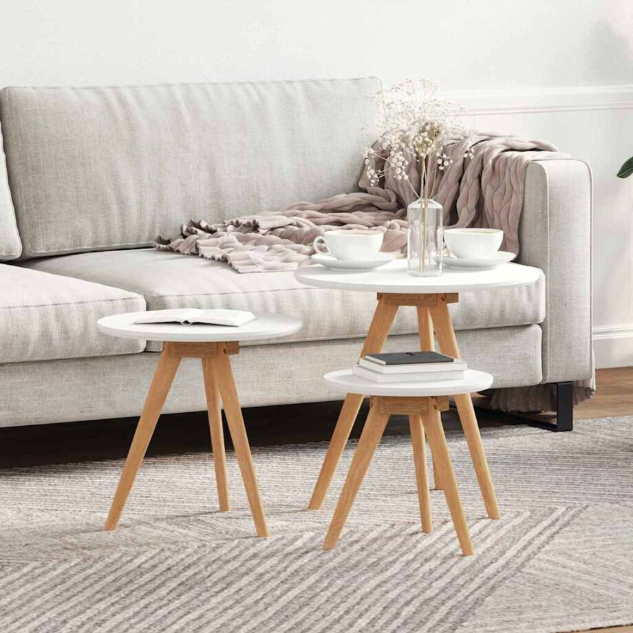 vidaXL Salontafel 3 pcs Bruin Massief Notenhout afbeelding 1