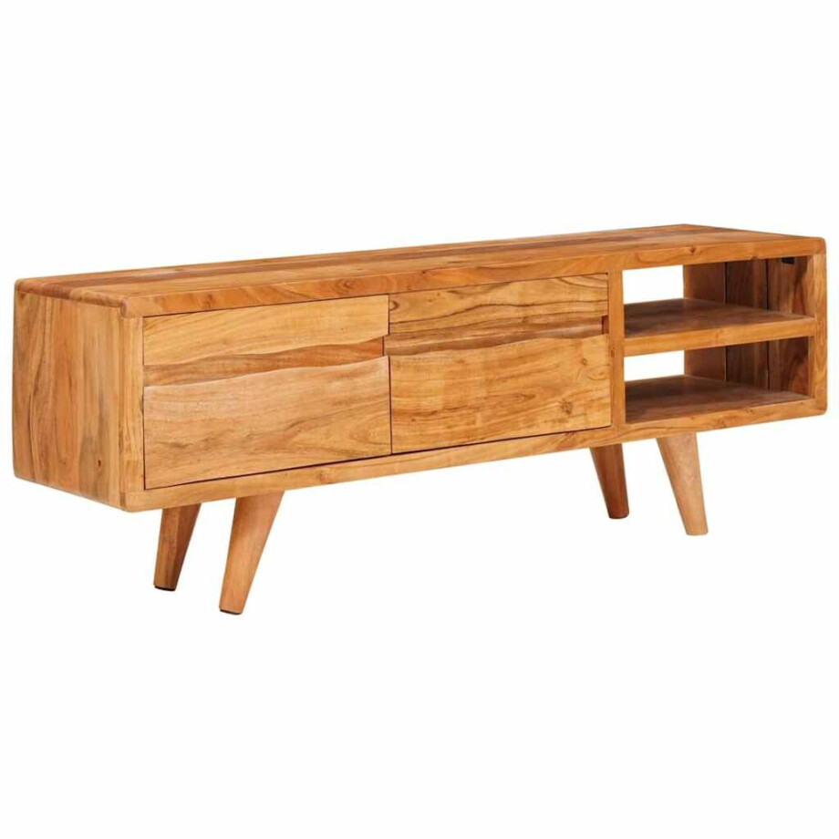 vidaXL TV-kast met plank Bruin 110 x 30 x 40 cm Massief Acaciahout afbeelding 1