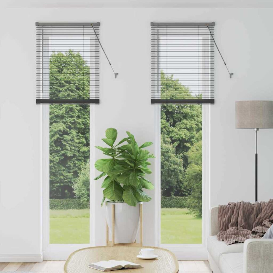 vidaXL Venetiaanse Jaloezieën Donkergrijs 220 x 55 cm Aluminium afbeelding 1