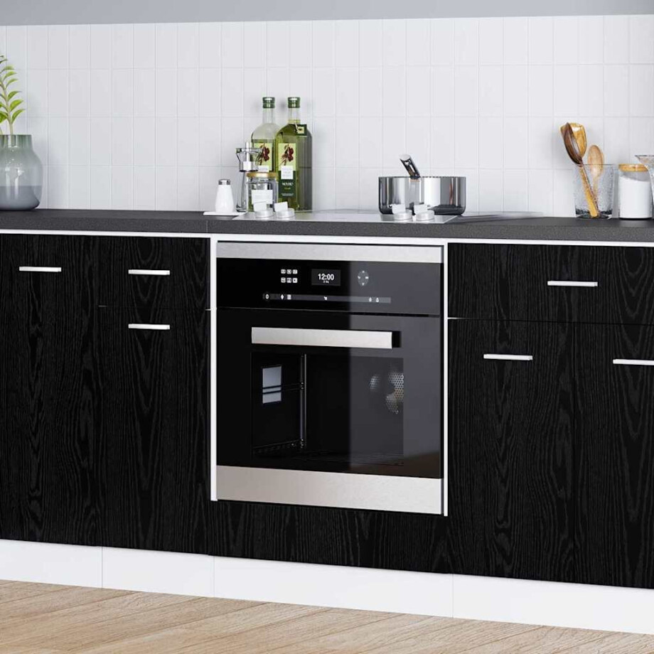 vidaXL Hangkast met opslag Zwart Eiken 60 x 46 x 81,5 cm Bewerkt hout afbeelding 1