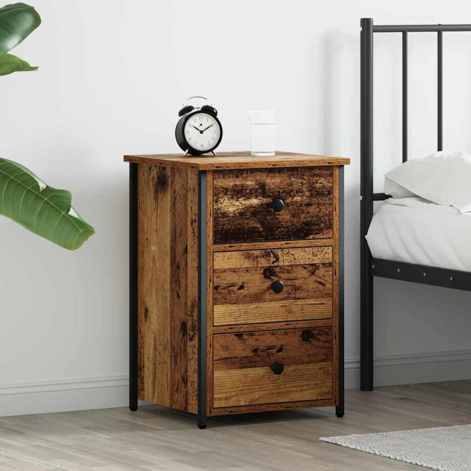 vidaXL Nachtkastje Bruin 40 x 36 x 60 cm Massief Gerecycled Hout afbeelding 1