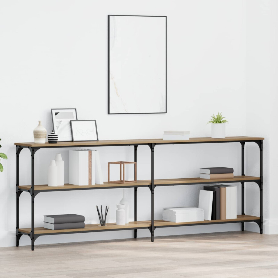 vidaXL Wandtafel artisanaal eikenkleurig 200 x 29 x 75 cm afbeelding 1
