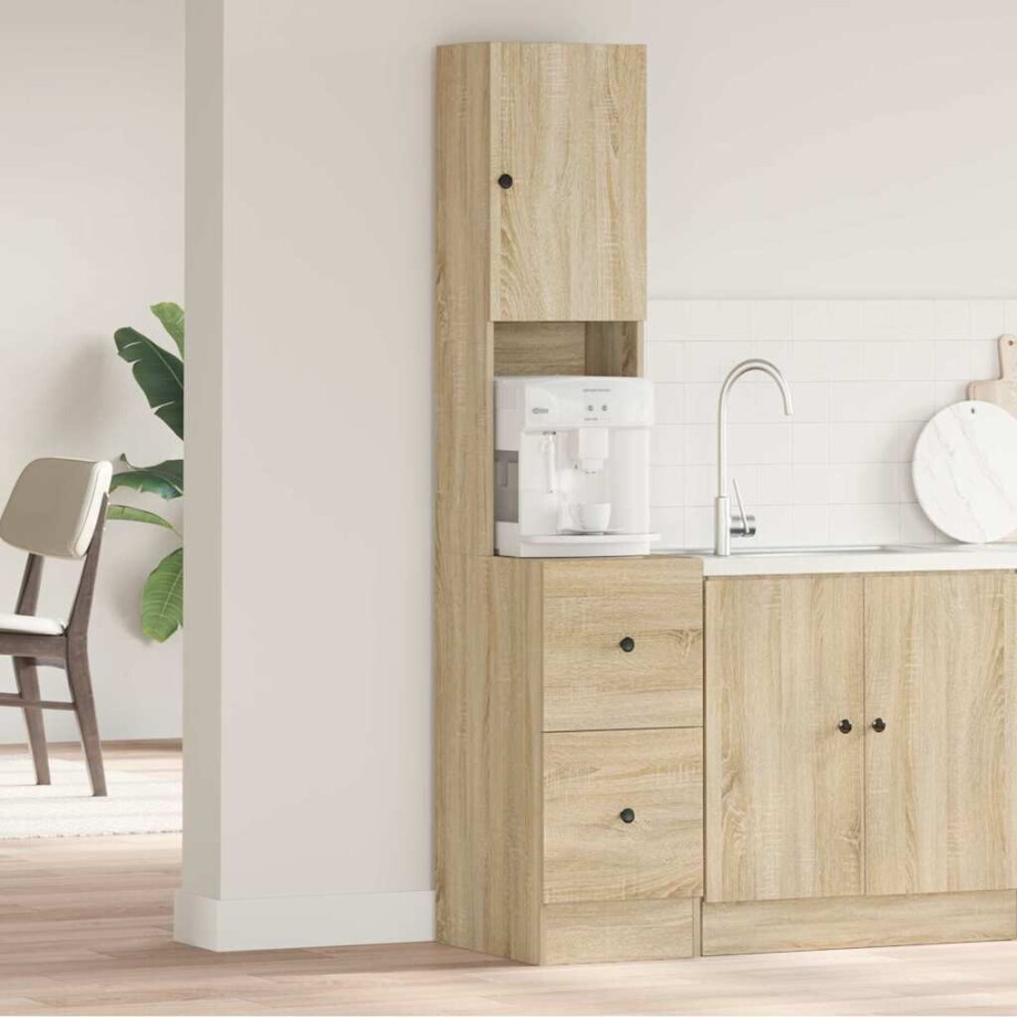 vidaXL Keukenkast met lade Beige 35 x 50 x 180 cm Bewerkt hout afbeelding 1