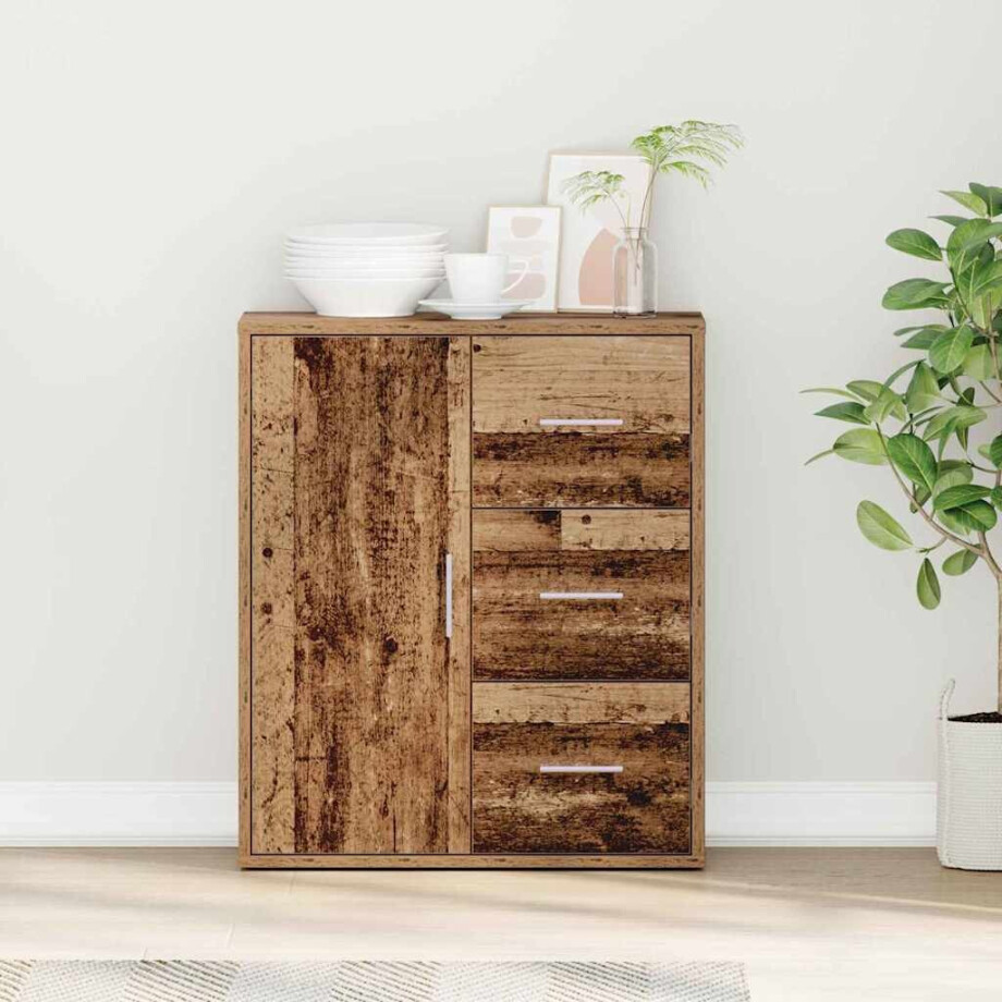 vidaXL Dressoir met lade Oudhout 60 x 31 x 70 cm Bewerkt hout vidaXL Dressoir met lade Oudhout 60 x 31 x 70 cm Bewerkt hout afbeelding 1