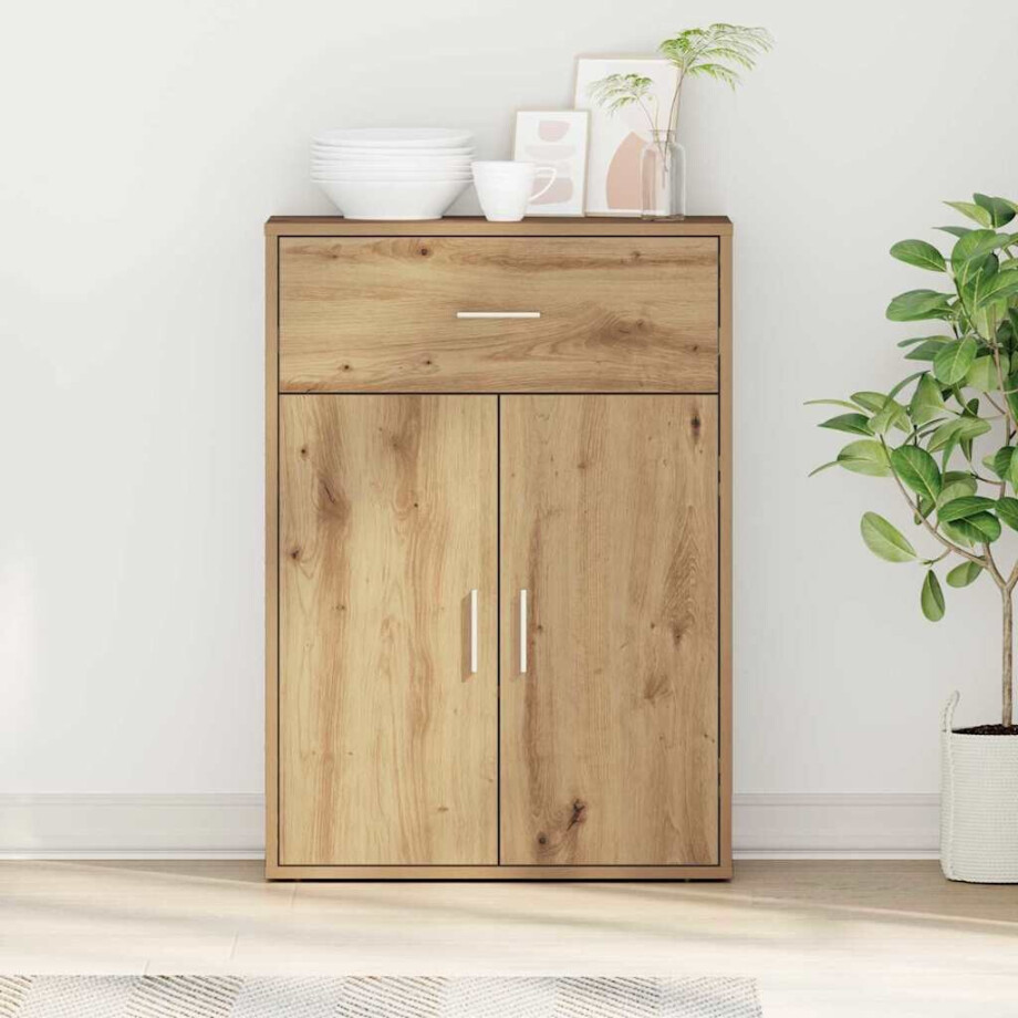 vidaXL Dressoir met lade Artisan Eiken 60 x 30 x 84 cm Bewerkt hout vidaXL Dressoir met lade Artisan Eiken 60 x 30 x 84 cm Bewerkt hout afbeelding 1