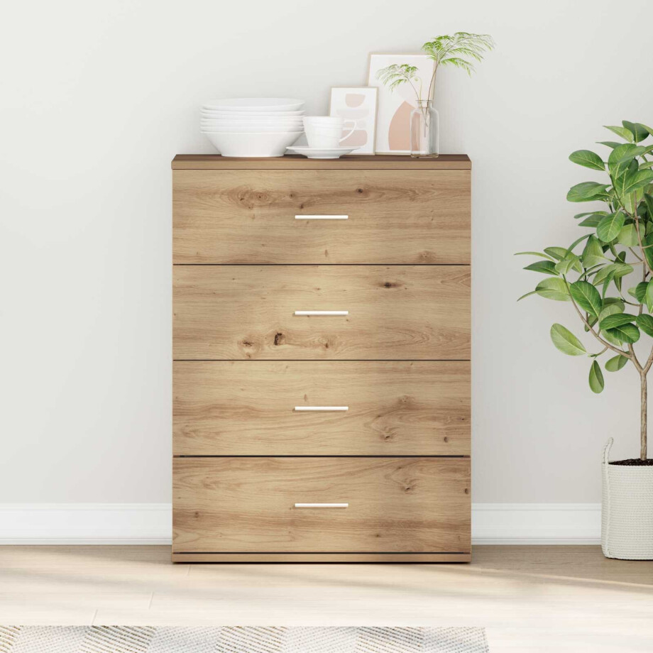 vidaXL Dressoir met lade Artisan Eiken 60 x 39 x 80 cm Bewerkt hout vidaXL Dressoir met lade Artisan Eiken 60 x 39 x 80 cm Bewerkt hout afbeelding 1