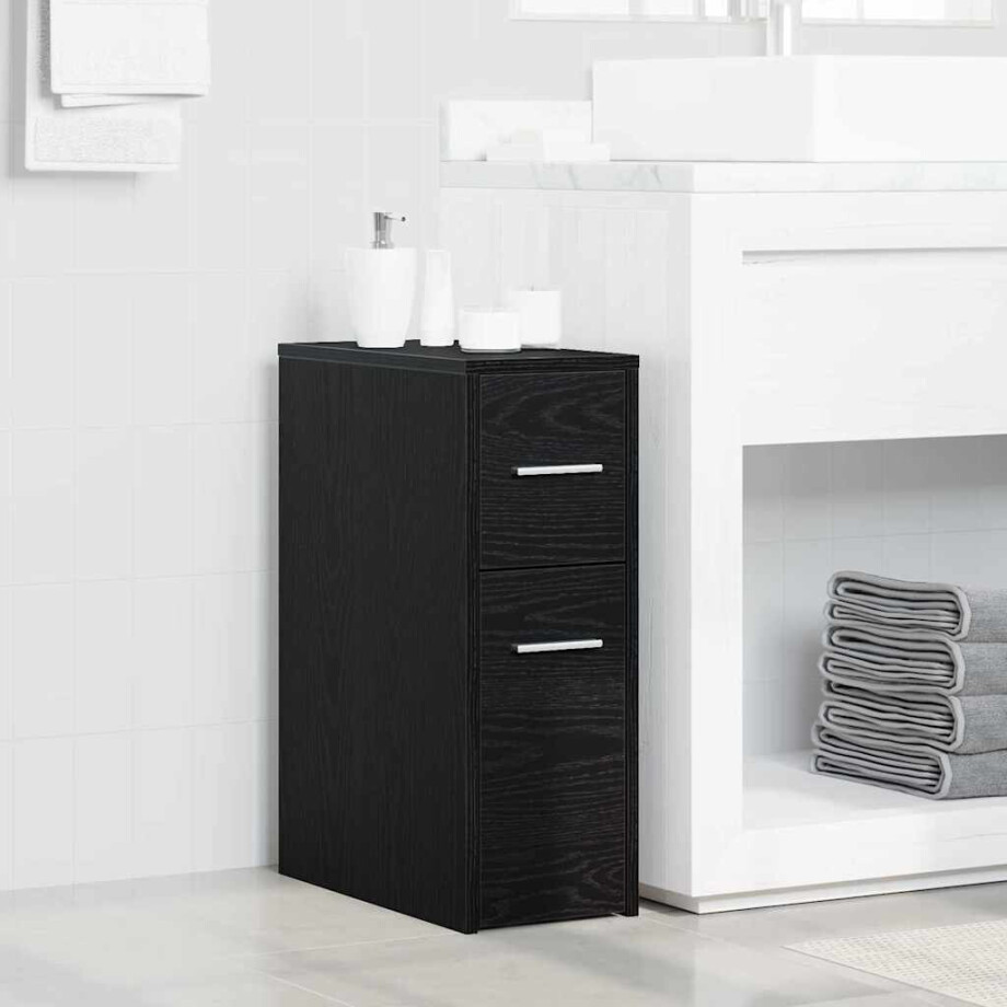 vidaXL Badkamermeubelset Zwart Eiken 22 x 44 x 61.5 cm Bewerkt hout afbeelding 1