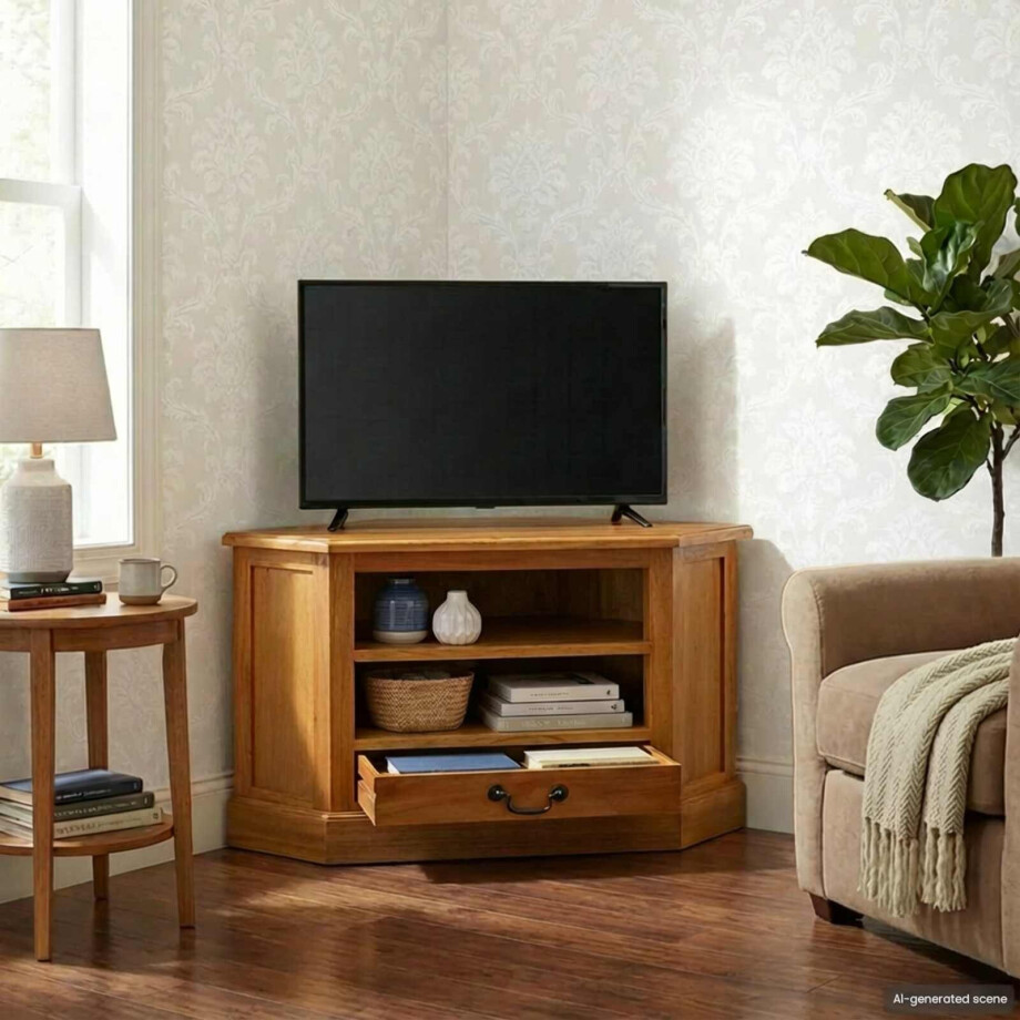 vidaXL HoekTVKast met lade Naturel 79 x 40 x 46 cm Massief Mahoniehout vidaXL HoekTVKast met lade Naturel 79 x 40 x 46 cm Massief Mahoniehout afbeelding 1