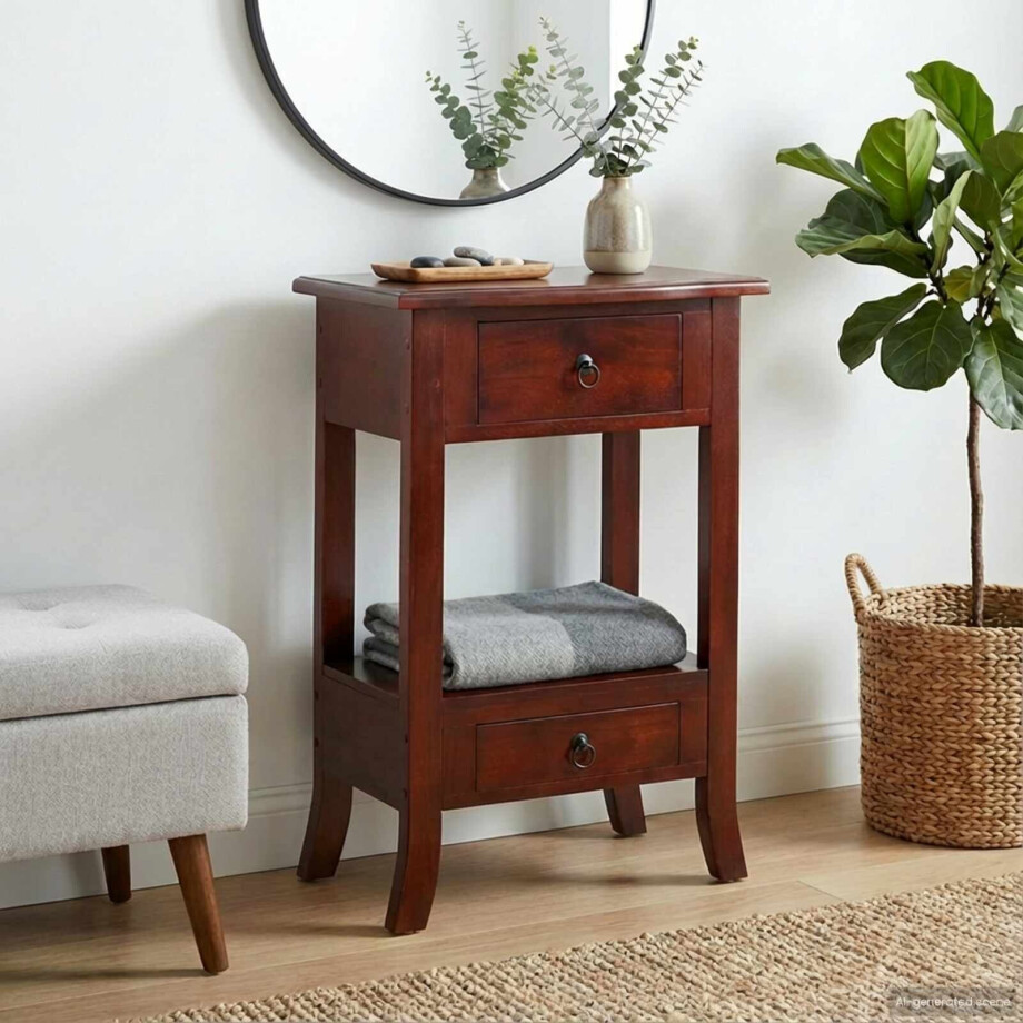 vidaXL Wandtafel met lade Bruin 50 x 29,5 x 76 cm Massief Mahoniehout afbeelding 1