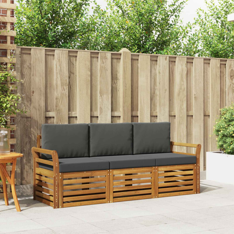 vidaXL Sofa-Sets 3 pcs Natuurlijk en Antraciet Massief Acaciahout vidaXL Sofa-Sets 3 pcs Natuurlijk en Antraciet Massief Acaciahout afbeelding 1