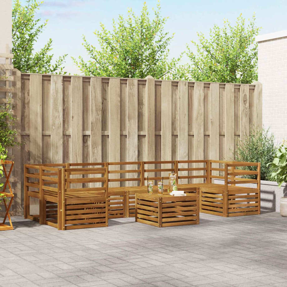 vidaXL Sofa-Sets 8 pcs Naturel Massief Acaciahout afbeelding 1