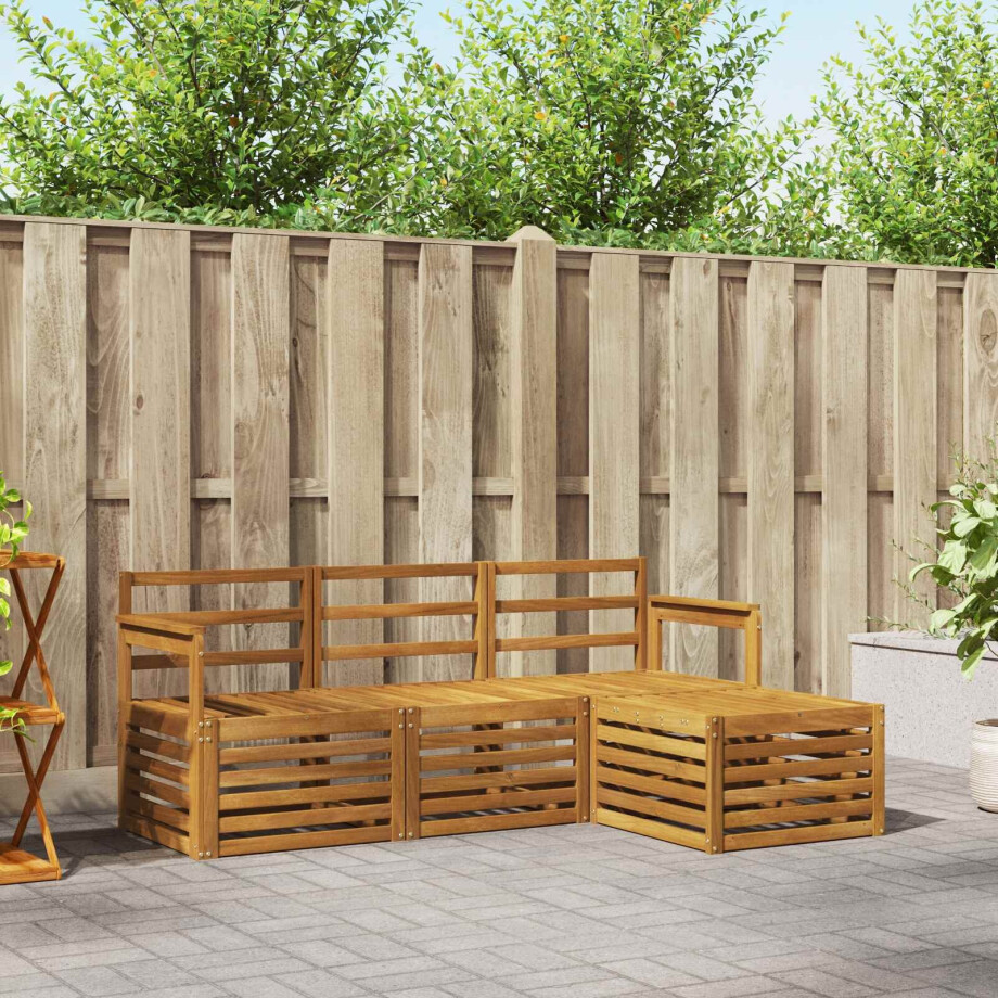 vidaXL Sofa-Sets 4 pcs Naturel Massief Acaciahout vidaXL Sofa-Sets 4 pcs Naturel Massief Acaciahout afbeelding 1
