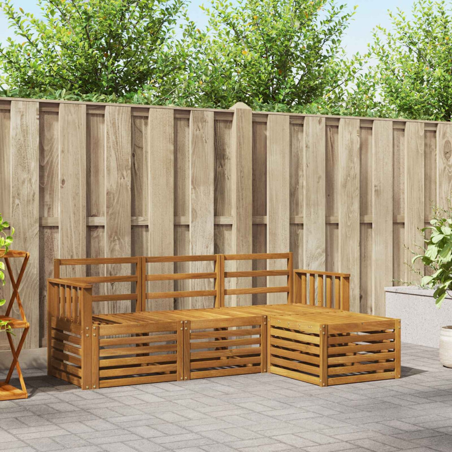 vidaXL Sofa-Sets 4 pcs Naturel Massief Acaciahout vidaXL Sofa-Sets 4 pcs Naturel Massief Acaciahout afbeelding 1