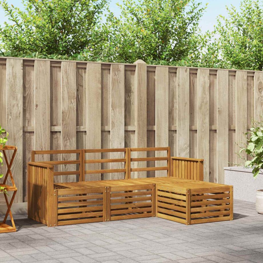 vidaXL Sofa-Sets 4 pcs Naturel Massief Acaciahout vidaXL Sofa-Sets 4 pcs Naturel Massief Acaciahout afbeelding 1
