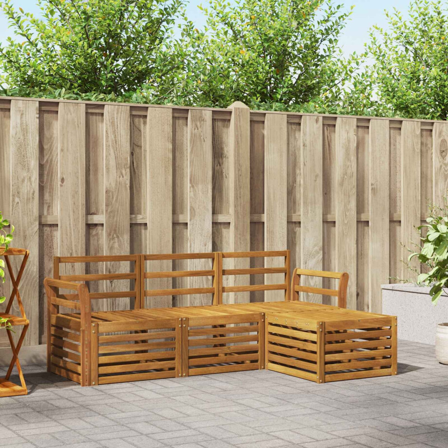 vidaXL Sofa-Sets 4 pcs Naturel Massief Acaciahout vidaXL Sofa-Sets 4 pcs Naturel Massief Acaciahout afbeelding 1