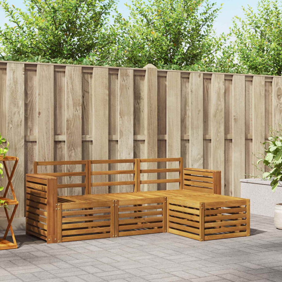 vidaXL Sofa-Sets 4 pcs Naturel Massief Acaciahout vidaXL Sofa-Sets 4 pcs Naturel Massief Acaciahout afbeelding 1