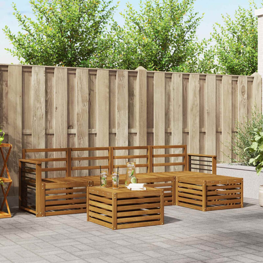 vidaXL Sofa-Sets 6 pcs Naturel Massief Acaciahout vidaXL Sofa-Sets 6 pcs Naturel Massief Acaciahout afbeelding 1