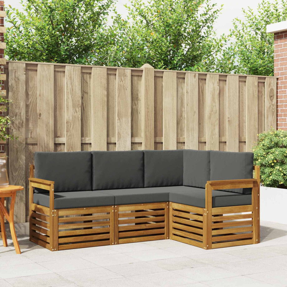 vidaXL Sofa-Sets 4 pcs Natuurlijk en Antraciet Massief Acaciahout vidaXL Sofa-Sets 4 pcs Natuurlijk en Antraciet Massief Acaciahout afbeelding 1