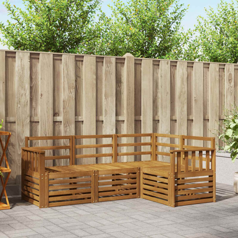 vidaXL Sofa-Sets 4 pcs Naturel Massief Acaciahout vidaXL Sofa-Sets 4 pcs Naturel Massief Acaciahout afbeelding 1