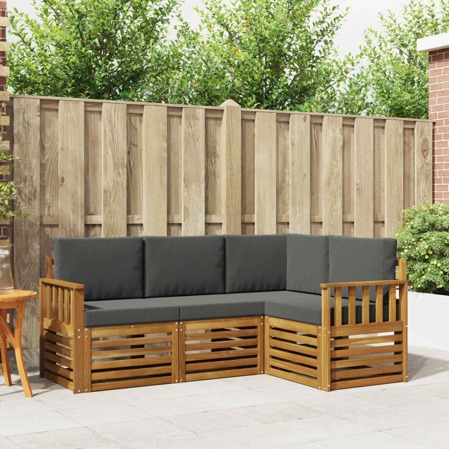 vidaXL Sofa-Sets 4 pcs Natuurlijk en Antraciet Massief Acaciahout vidaXL Sofa-Sets 4 pcs Natuurlijk en Antraciet Massief Acaciahout afbeelding 1