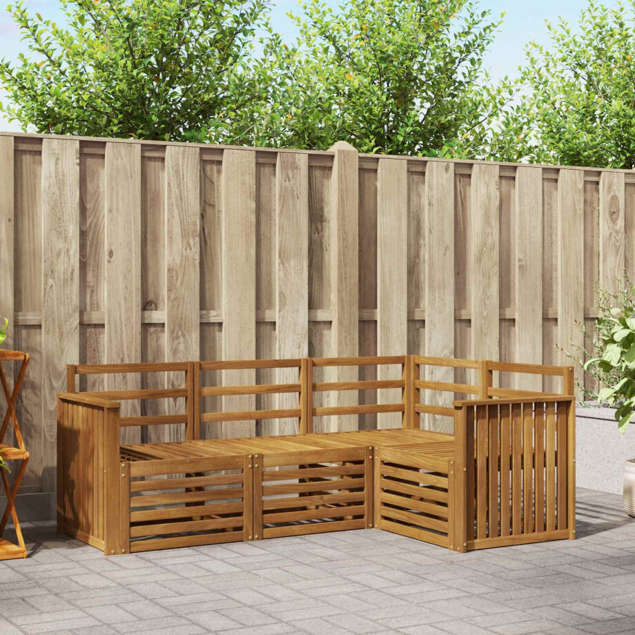 vidaXL Sofa-Sets 4 pcs Naturel Massief Acaciahout vidaXL Sofa-Sets 4 pcs Naturel Massief Acaciahout afbeelding 1