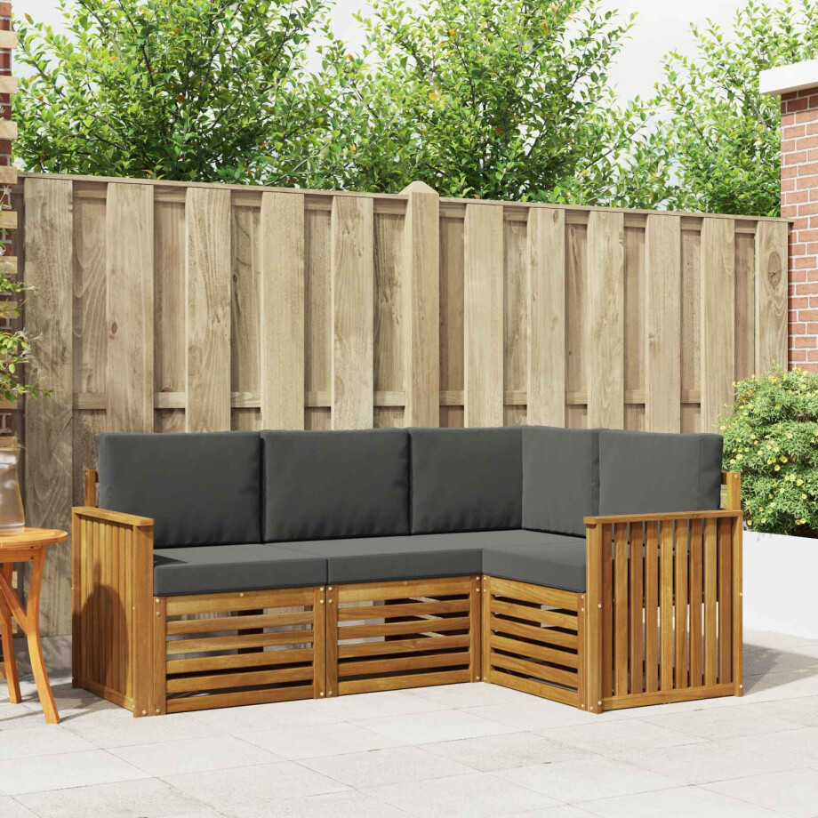 vidaXL Sofa-Sets 4 pcs Natuurlijk en Antraciet Massief Acaciahout vidaXL Sofa-Sets 4 pcs Natuurlijk en Antraciet Massief Acaciahout afbeelding 1