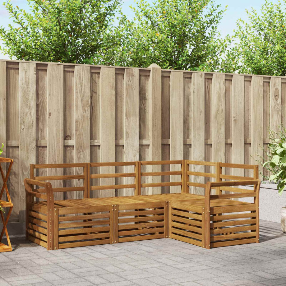 vidaXL Sofa-Sets 4 pcs Naturel Massief Acaciahout vidaXL Sofa-Sets 4 pcs Naturel Massief Acaciahout afbeelding 1