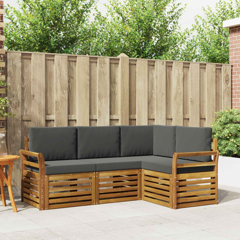 vidaXL Sofa-Sets 4 pcs Natuurlijk en Antraciet Massief Acaciahout vidaXL Sofa-Sets 4 pcs Natuurlijk en Antraciet Massief Acaciahout afbeelding 1