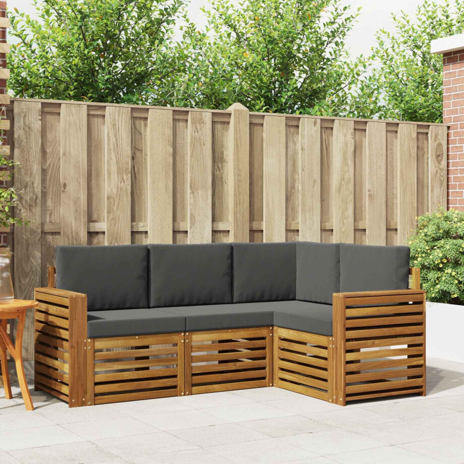vidaXL Sofa-Sets 4 pcs Natuurlijk en Antraciet Massief Acaciahout vidaXL Sofa-Sets 4 pcs Natuurlijk en Antraciet Massief Acaciahout afbeelding 1
