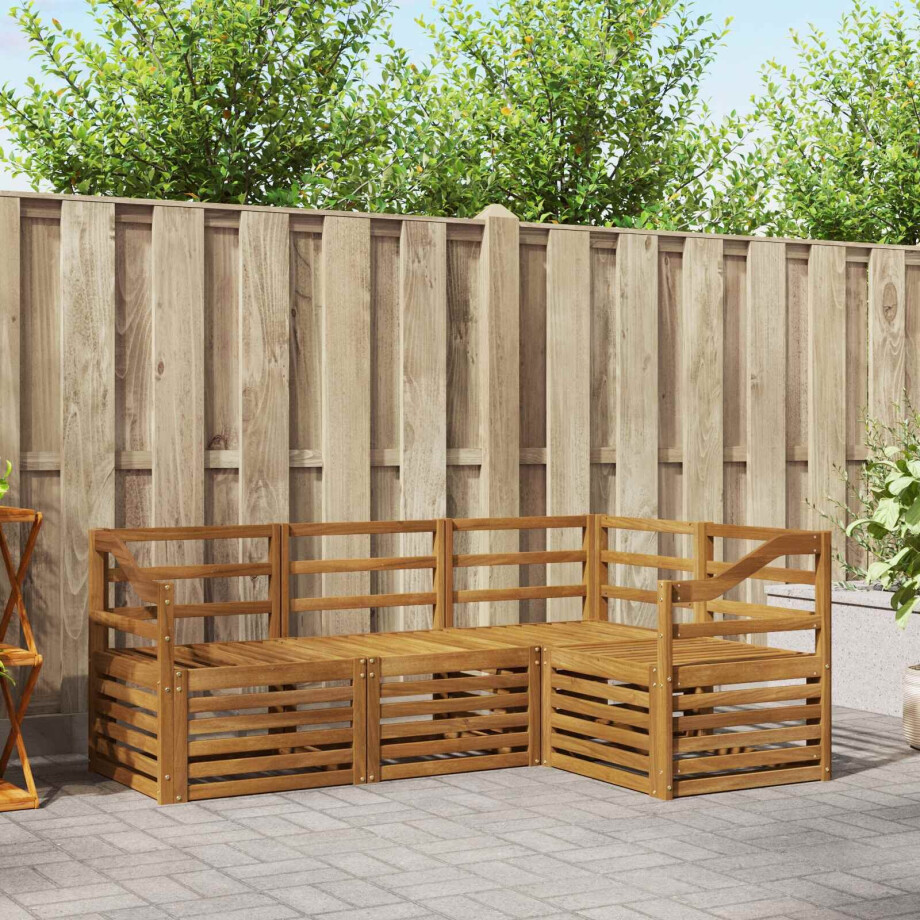 vidaXL Sofa-Sets 4 pcs Naturel Massief Acaciahout vidaXL Sofa-Sets 4 pcs Naturel Massief Acaciahout afbeelding 1