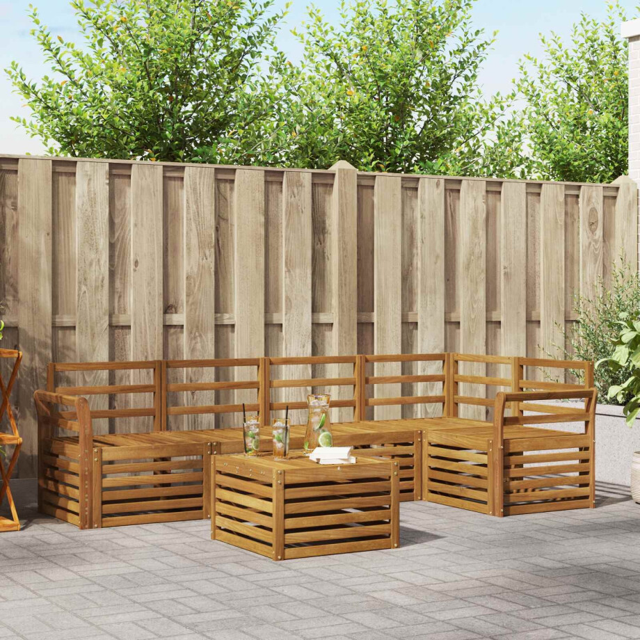 vidaXL Sofa-Sets 6 pcs Naturel Massief Acaciahout vidaXL Sofa-Sets 6 pcs Naturel Massief Acaciahout afbeelding 1
