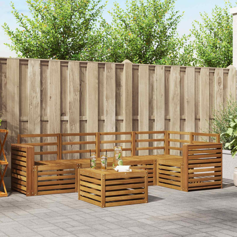vidaXL Sofa-Sets 6 pcs Naturel Massief Acaciahout vidaXL Sofa-Sets 6 pcs Naturel Massief Acaciahout afbeelding 1