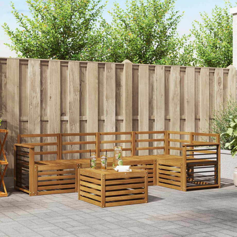 vidaXL Sofa-Sets 6 pcs Naturel Massief Acaciahout vidaXL Sofa-Sets 6 pcs Naturel Massief Acaciahout afbeelding 1