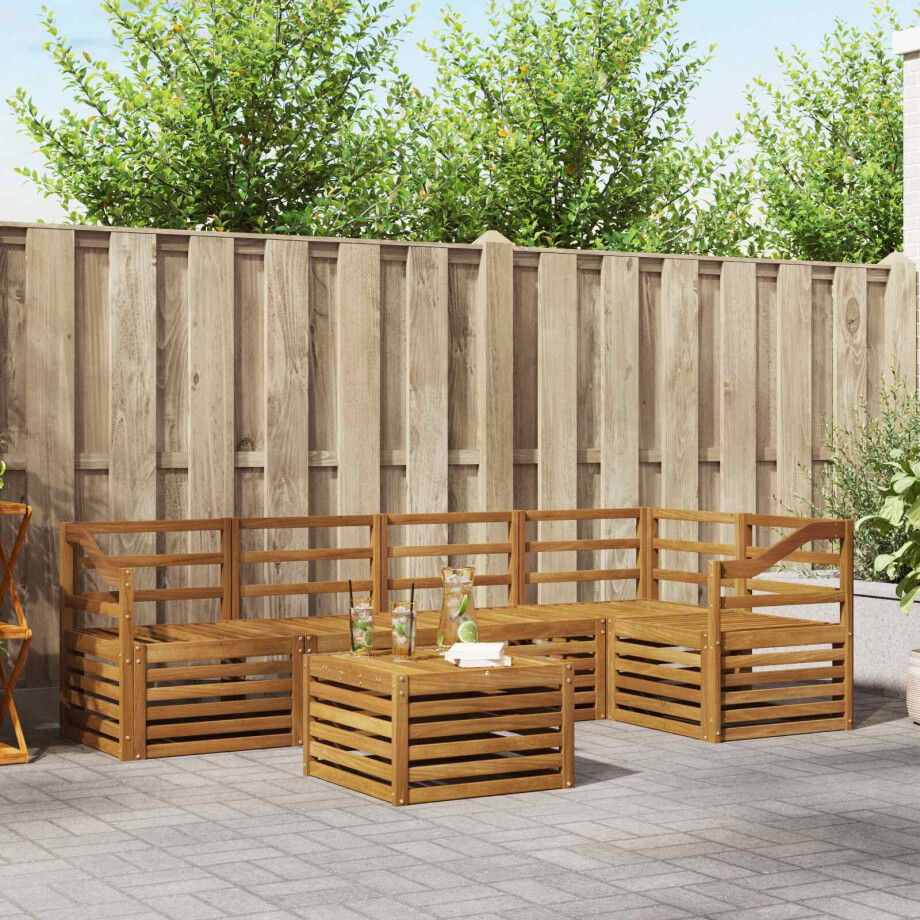 vidaXL Sofa-Sets 6 pcs Naturel Massief Acaciahout vidaXL Sofa-Sets 6 pcs Naturel Massief Acaciahout afbeelding 1