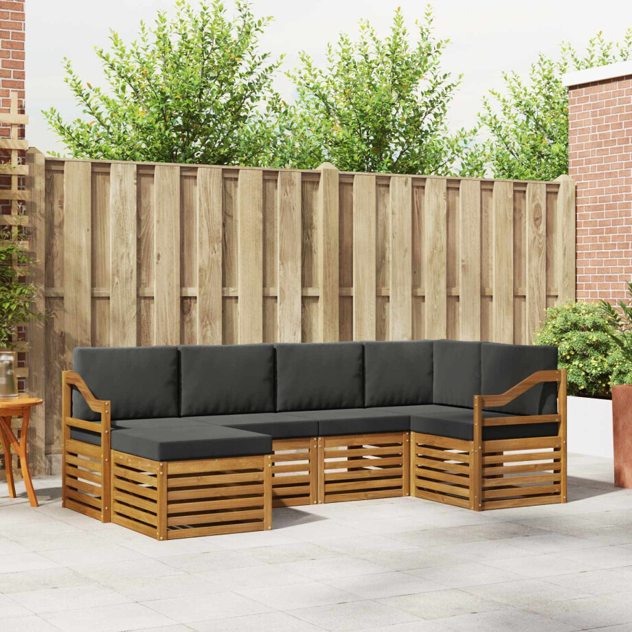 vidaXL Sofa-Sets 6 pcs Natuurlijk en Antraciet Massief Acaciahout vidaXL Sofa-Sets 6 pcs Natuurlijk en Antraciet Massief Acaciahout afbeelding 1