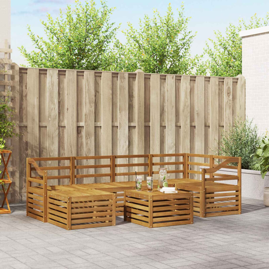 vidaXL Hoekbank Set 7 pcs Naturel Massief Acaciahout afbeelding 1