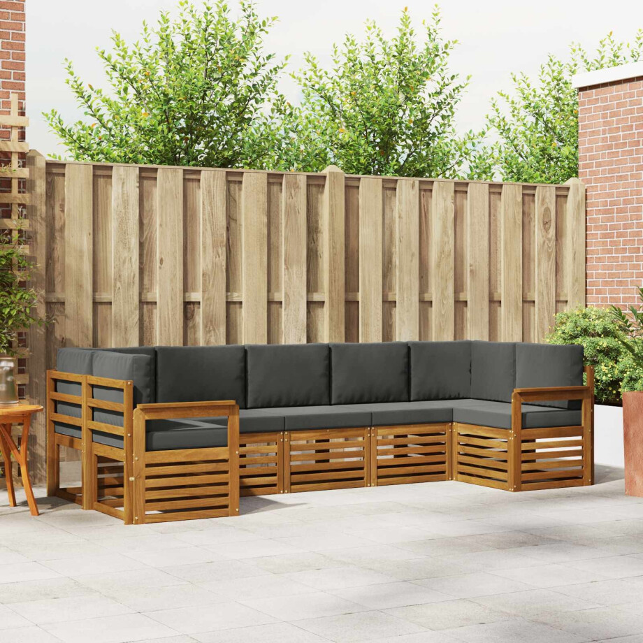 vidaXL Hoekbank Set 7 pcs Natuurlijk en Antraciet Massief Acaciahout afbeelding 1