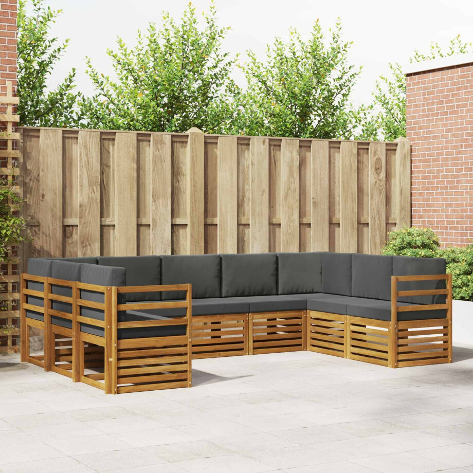 vidaXL Hoekbank Set 9 pcs Natuurlijk en Antraciet Massief Acaciahout afbeelding 1