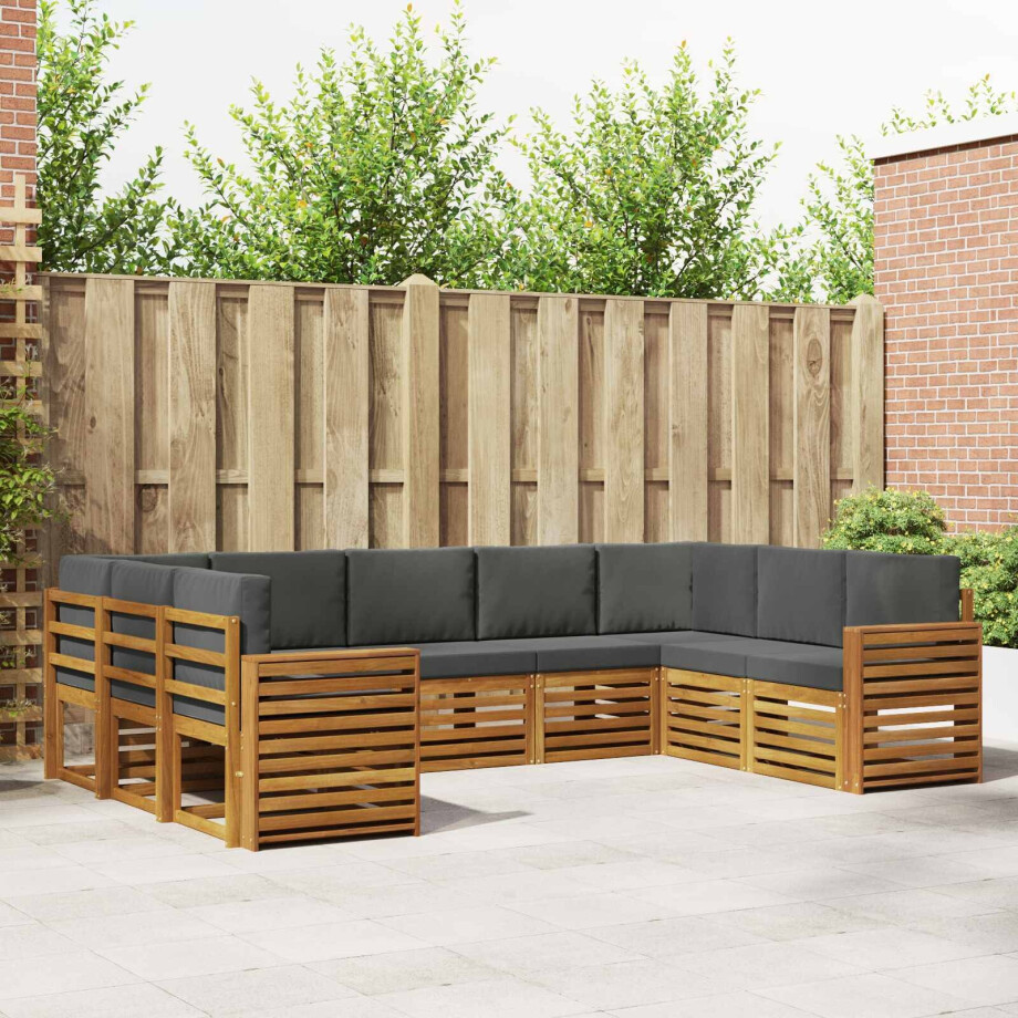 vidaXL Hoekbank Set 9 pcs Natuurlijk en Antraciet Massief Acaciahout afbeelding 1