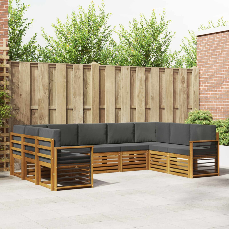 vidaXL Hoekbank Set 9 pcs Natuurlijk en Antraciet Massief Acaciahout afbeelding 1