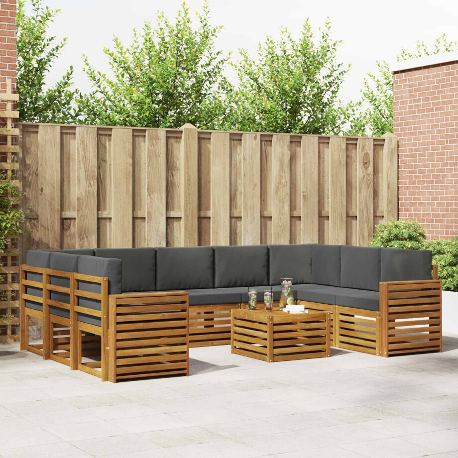 vidaXL Sofa-Sets 10 pcs Natuurlijk en Antraciet Massief Acaciahout vidaXL Sofa-Sets 10 pcs Natuurlijk en Antraciet Massief Acaciahout afbeelding 1