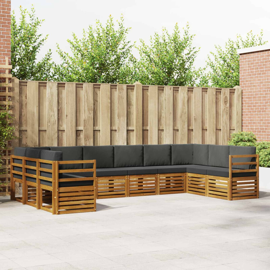 vidaXL Hoekbank Set 10 pcs Natuurlijk en Antraciet Massief Acaciahout afbeelding 1