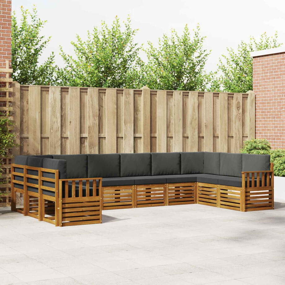 vidaXL Hoekbank Set 10 pcs Natuurlijk en Antraciet Massief Acaciahout afbeelding 1