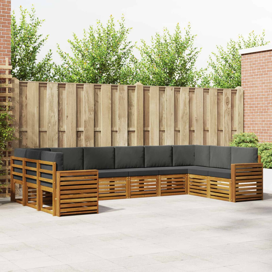 vidaXL Hoekbank Set 10 pcs Natuurlijk en Antraciet Massief Acaciahout afbeelding 1