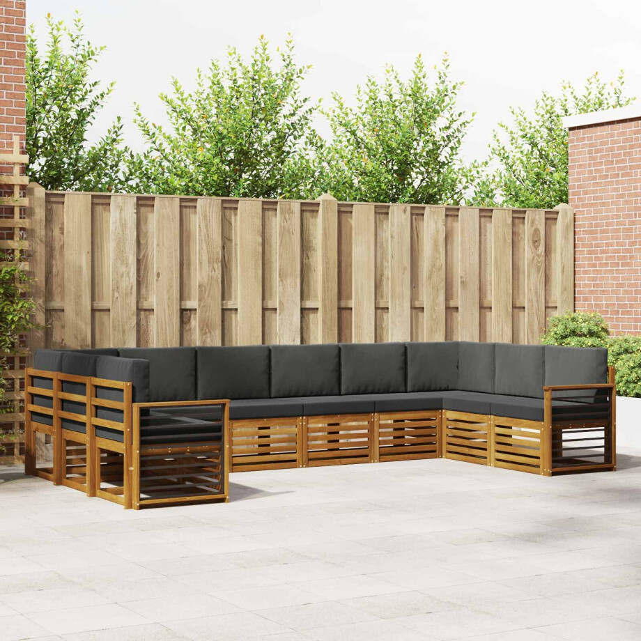vidaXL Hoekbank Set 10 pcs Natuurlijk en Antraciet Massief Acaciahout afbeelding 1